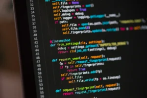 coading on laptop screen